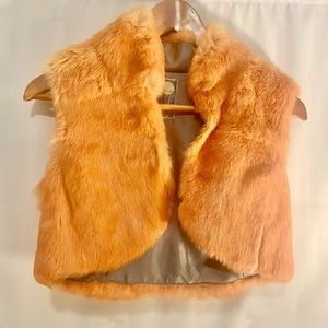 Rare XS European Designer Orange Rabbit Hair Vest - fits 0/2 best.